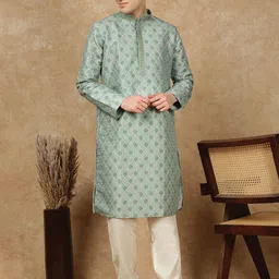 House of Pataudi Men Geometric Printed Festive Straight Kurta-picture-35
