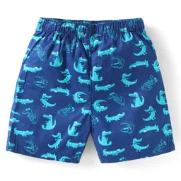 Babyhug Poplin Woven Boxers with Animal Print Pack of 3 - Blue image 4
