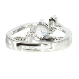 PRIVIU Silver-Plated American-Diamond Studded Adjustable Finger Ring image 4