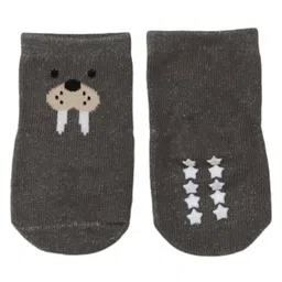 Yellow Bee Cotton Pack Of 2 Walrus & Giraffe Designed Socks Set - Grey & Beige image 5