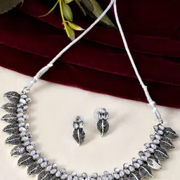 Sangria Silver-Plated Stainless Steel American Diamond Jewellery Set-picture-39
