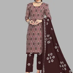 shree jeenmata collection Women Floral Printed Regular Pure Cotton Kurta with Churidar & With Dupatta-picture-20