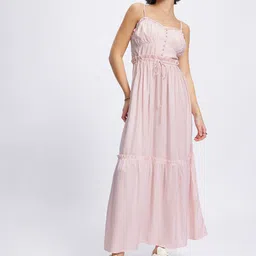 glitchez Cottagecore Chic Smocked Strappy Maxi Dress-picture-12