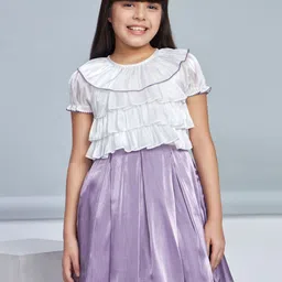 Peppermint Girl Solid Puff Sleeves Chiffon A-Line Dress image 3