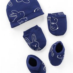 Doodle Poodle Cotton Cap Mittens & Booties Bunny Print Blue- Diameter 11 cm-picture-48