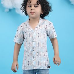 Polka Tots Half Sleeves Abstract Printed Shirt - Blue-picture-5
