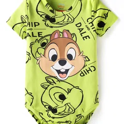 Babyhug Disney Interlock Knit Half Sleeves Onesie with Chip N Dale Print - Lime Green-image-56