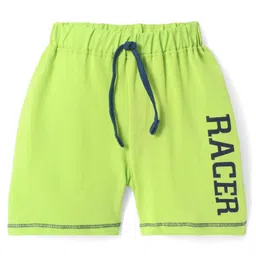 Babyhug Single Jersey Knit Shorts with Racer Text Print - Neon Green-picture-20
