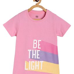MINI KLUB Cotton Half Sleeves Be The Light Text Printed Knit Top - Pink-picture-46