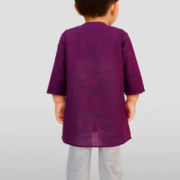 VASTRAMAY Boys Ethnic Motifs Embroidered Angrakha Pure Cotton Kurta with Pyjamas image 2