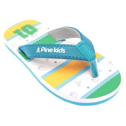 Pine Kids Slip On Flip Flops Basketball Print - Green White & Blue image 2