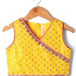 Babyhug Woven Sleeveless Leheriya Design Foil Printed Lehenga & Choli Set With Dupatta - Yellow image 2