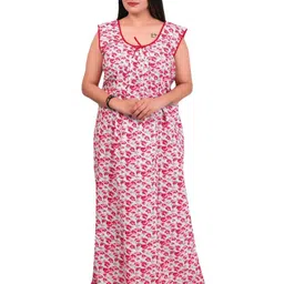 Magnen Women Ethnic Motifs Printed Pure Cotton Maxi Nightdress-image-48