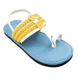 The Madras Trunk Strap Design Detailed Kolhapuri Sandals - Blue & White image 4