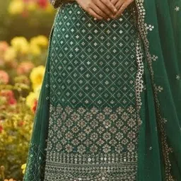 DWARKAPURI FASHION Embellished Silk Georgette Unstitched Dress Material image 5