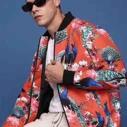 SHOWOFFFF Men Floral Lightweight Bomber Jacket image 4