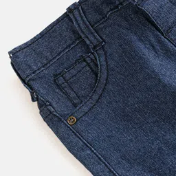 Babyhug Denim Full Length Stretchable Jeans Solid Color   Fly With Zipper -  Dark Blue image 4