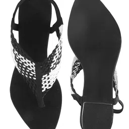 Shoetopia Mesh Detailed Sandals - Black image 5
