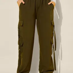 CORSICA Women Relaxed Loose Fit High-Rise Cargos Trousers-image-41