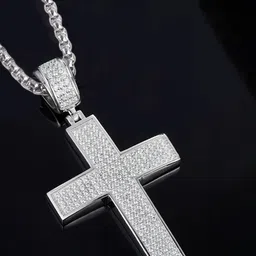FIMBUL Silver-Plated Cross-Shaped Pendant with Chain image 4