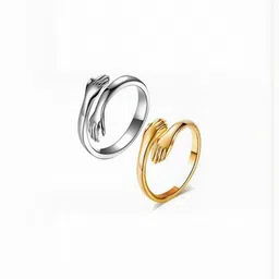 Teeragaj Set Of 2 Cuddle Hug Adjustable Finger Rings-picture-40