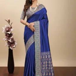 RegalDrapes Solid Paisley Satin Saree With Blouse Piece-image-21