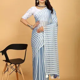 K 5 Fashion Striped Pure Georgette Saree-picture-11