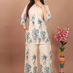 PickALook Women Floral Printed Regular Pure Cotton Kurta with Palazzos-picture-36