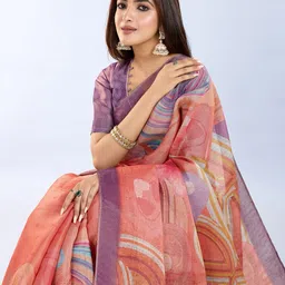 DIVASTRI Women Abstract Print Art Silk Saree image 5