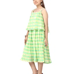 BAESD Checked Georgette A-Line Midi Dress-image-93