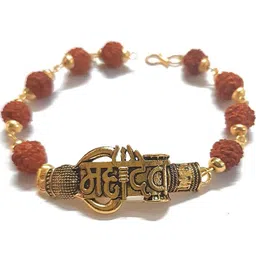 Divine souvenirs Unisex Gold-Plated Rudhraksha Beaded Link Bracelet-picture-14