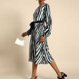 DODO & MOA Women Blue Animal Printed A-Line Dress-picture-19