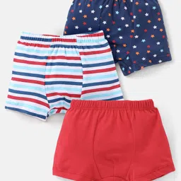 Babyhug 100% Cotton Star & Stripe Print Briefs Pack of 3 - Blue & Red-picture-20