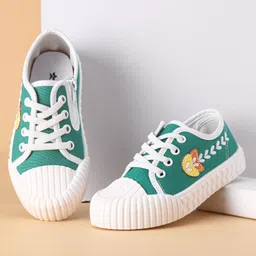 Cute Walk by Babyhug Lace Ups Casual Shoes  with Leaf Embroidered - Green-picture-28