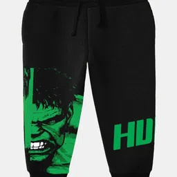 Bonkids Cotton Woven Marvel Featuring Hulk Printed Joggers - Black-picture-20