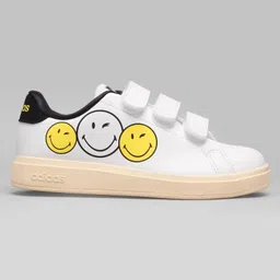 ADIDAS KIDS Canvas Advantage with Smiley Print 3 K Velcro Closure Sports Shoes - White-image-52