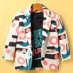 Dapper Dudes Full Sleeves Abstract Printed Blazer With Tee Set - Peach-picture-22