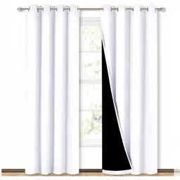 BFAM White Set of 2 Black Out Long Door Curtain-picture-18