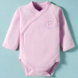 I Bears Interlock Knit Full Sleeves Onesies With Leggings & Animal Print - Pink image 2