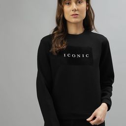 Iconic Women Typography Printed Round Neck Pullover Sweatshirt-picture-37
