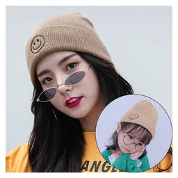 Momisy Smile Design Winter Cap Solid Beige - Diameter 16 cm image 3