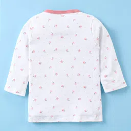 Ben Benny 100% Cotton Interlock Knit Full Sleeves Front Open Night Suit with Floral Print - Pink image 3