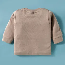 Be Baby Interlock Knit Full Sleeves T-Shirt & Joggers Set with Giraffe Print - Beige image 3