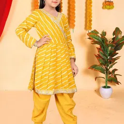 KALINI Girls Embroidered Angrakha Thread Work Kurta & Patiala With Dupatta image 4