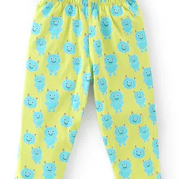 Babyhug Cotton Knit Full Sleeves Monster Printed Night Suit - Green image 4