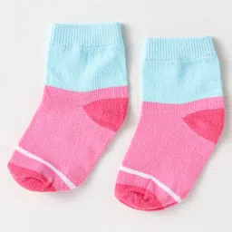 Doodle Poodle Cotton Knit Ankle Length Striped & Color Block SocksPack of 5 - Pink & White image 4