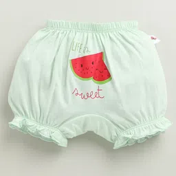 BUMZEE Cotton Knit Pack Of 3 Fruits Printed Bloomers - Peach & Mint Green image 5