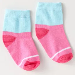 Doodle Poodle Cotton Knit Ankle Length Striped & Color Block SocksPack of 5 - Pink & White image 5
