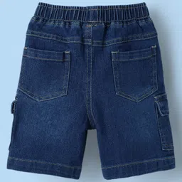 Babyhug Single Jersey Knit Half Sleeves T-Shirt & Denim Shorts Set with Beach Theme Print - White & Blue image 5