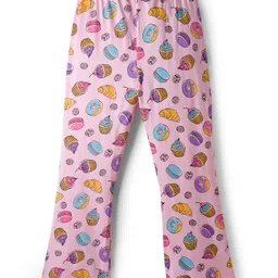 Primo Gino 100% Cotton Knit Full Sleeves Co-ord Night Suit With Cupcake Print - Pink image 5